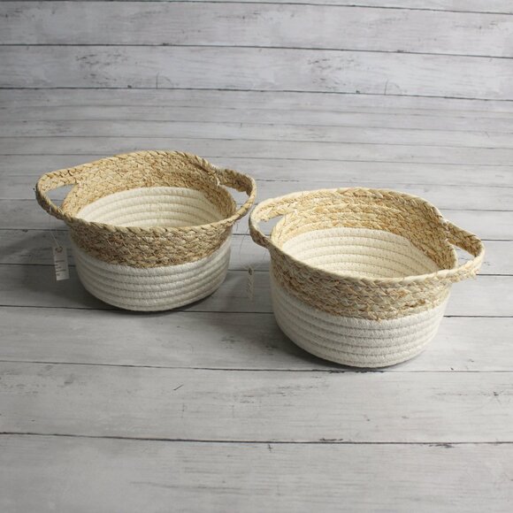 Woven Rope Basket White Natural with Handles - Picture 2 of 5